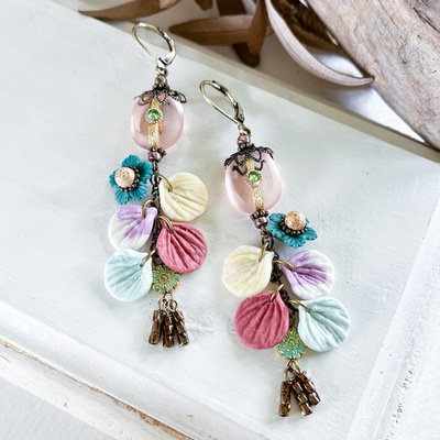 本物紫陽花❤️スワロ使用♪シルバーリボンのキラキラヘアピン❤️