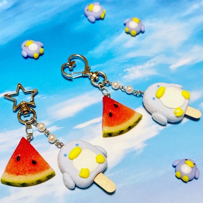 ブルーシェルとひまわりのくじらレジンヘアゴム ブルーシェルとひまわりのくじらレジンヘアゴム