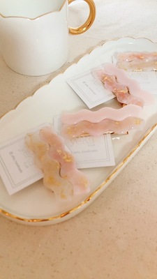 ボタニカル♡ミモザの水中花とボタンのヘアクリップ♡ ボタニカル♡ミモザの水中花とボタンのヘアクリップ♡ 春のかおり